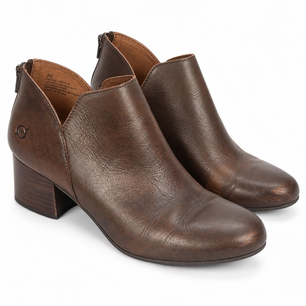 Born Brown Leather Ankle Booties